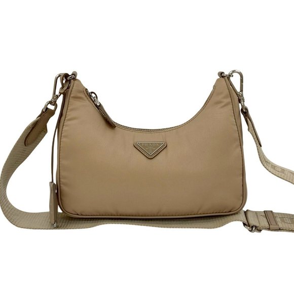 PRADA Cream Leather Saffiano Shoulder Bag - Picture 1 of 9